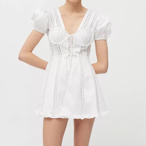 For Love And Lemons | Dresses | For Love Lemons White Maura Cotton Poplin  Open Back Mini Dress Xl | Poshmark
